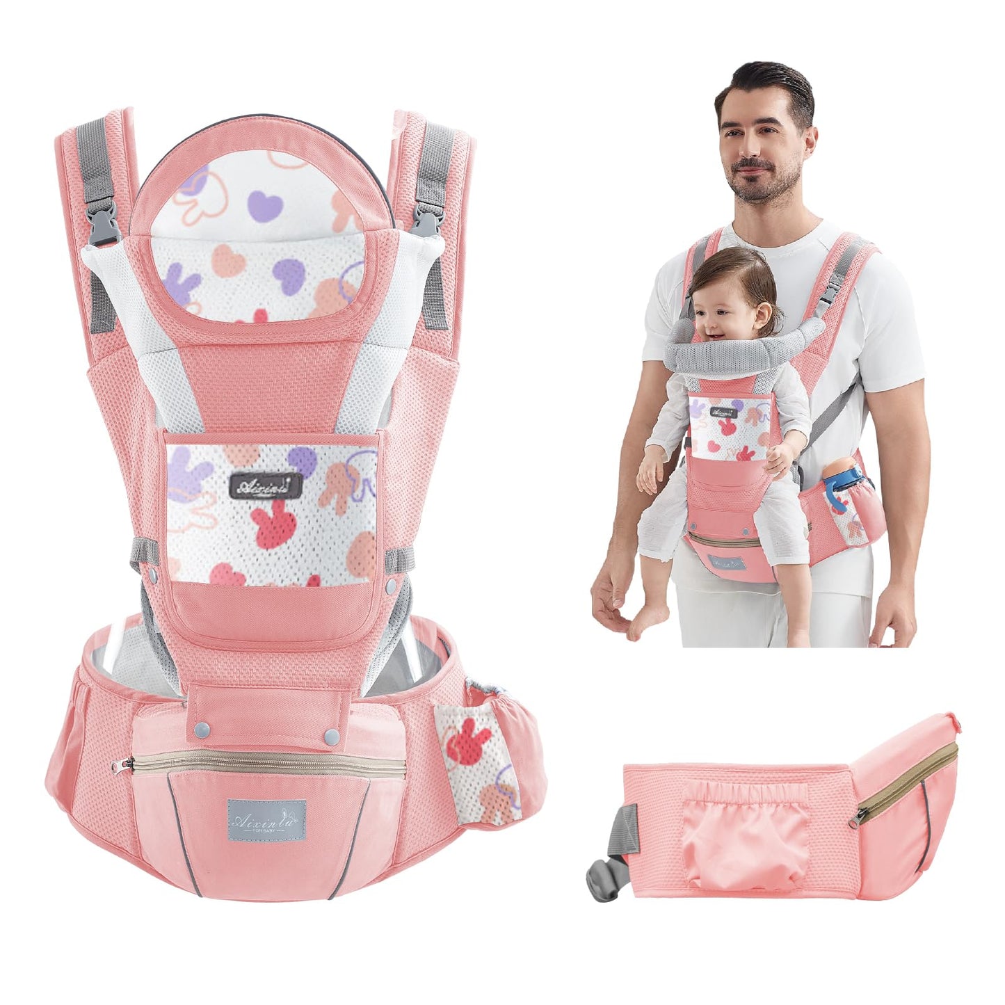 IULONEE Babytrage Baby-Tragetasche Babytrage Neugeborene Ergonomische Babytrage Einfach Anzuziehen Babytrage Hüftsitz Baby Tragegurt Babytragetuch Ideal Für Freihändiges Elterndasein (Grau)