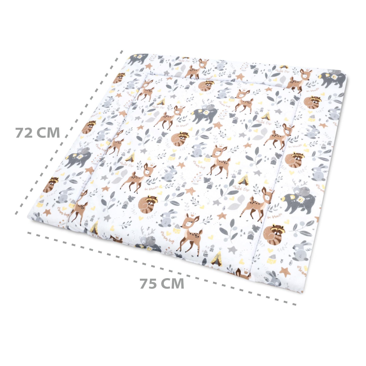 Wickelauflage Wickelunterlage aus Baumwolle 75x72 cm - Weich und waschbar Wickelunterlage für Babys Wickelmatte aus Stoff für Wickeltisch Wickelkommode oder Waschmaschine 75 x 72 Wilde Rose
