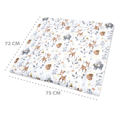Wickelauflage Wickelunterlage aus Baumwolle 75x72 cm - Weich und waschbar Wickelunterlage für Babys Wickelmatte aus Stoff für Wickeltisch Wickelkommode oder Waschmaschine 75 x 72 Wilde Rose
