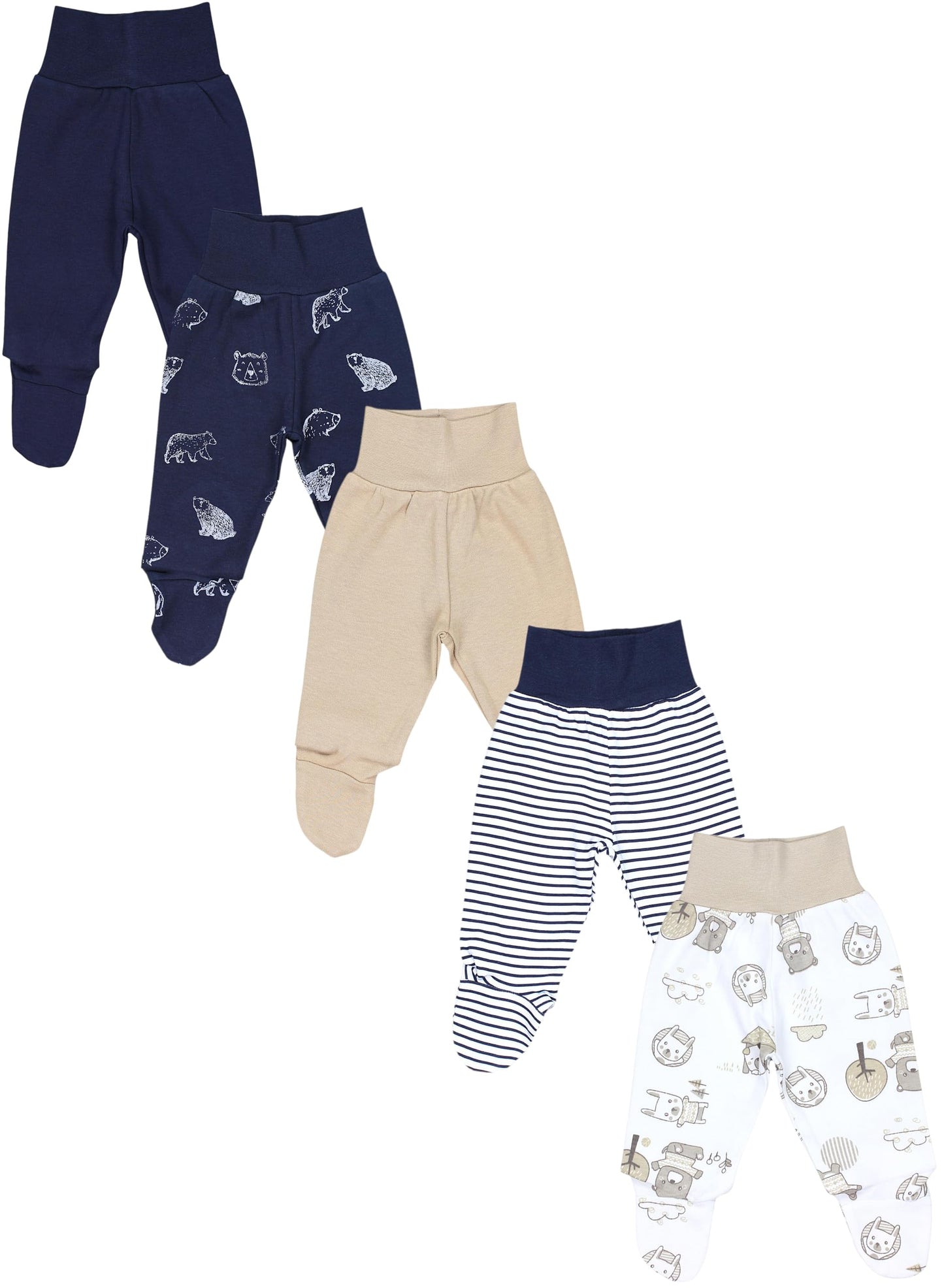 TupTam Baby Strampelhose Jungen Mädchen Hose mit Fuß 5er Pack