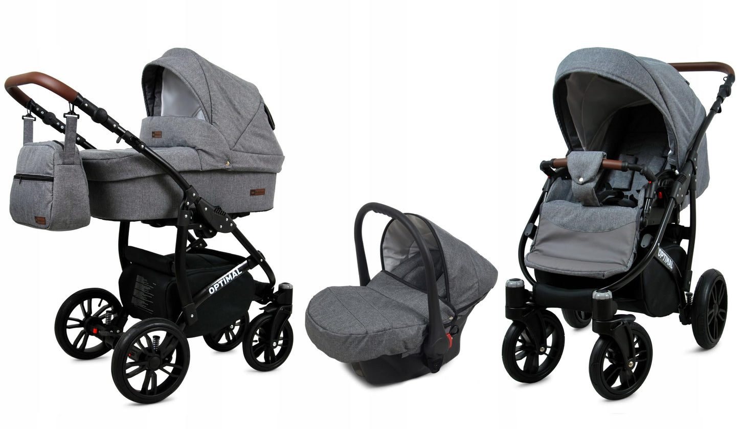 BabyLux® Kinderwagen Set 4 in 1 - Optimal - incl. Babywanne, Buggy Sportsitz, Auto-Babyschale, ISOFIX-Basisstation - Autositz - Kinderwagenset - Kombikinderwagen mit Wickeltasche usw.