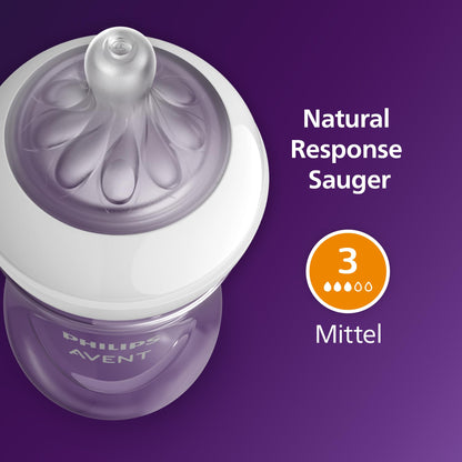 Philips Avent Babyflaschen Natural Response – 3x Babyflaschen, 260 ml, für Neugeborene ab 1 Monat, BPA-frei (Modell SCY903/03) - Meloni2