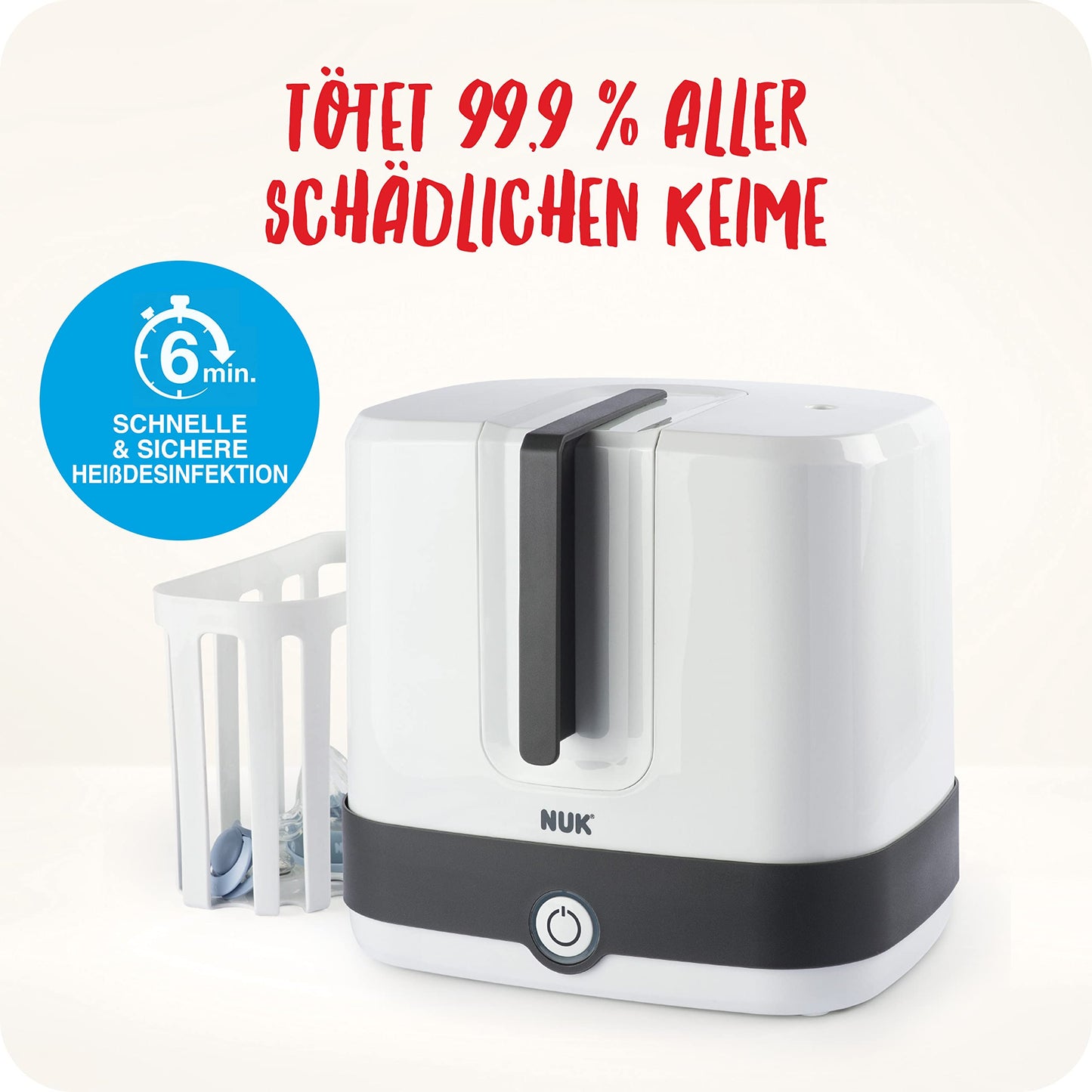 NUK Perfect Match Complete Feeding Set | Ab 0 Monate | Vario Express-Sterilisator, 4 Babyflaschen, Flaschenwärmer, Flaschenbürste und mehr | Regenbogen | 8 Stück