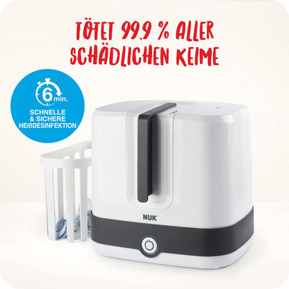 NUK Perfect Match Complete Feeding Set | Ab 0 Monate | Vario Express-Sterilisator, 4 Babyflaschen, Flaschenwärmer, Flaschenbürste und mehr | Regenbogen | 8 Stück