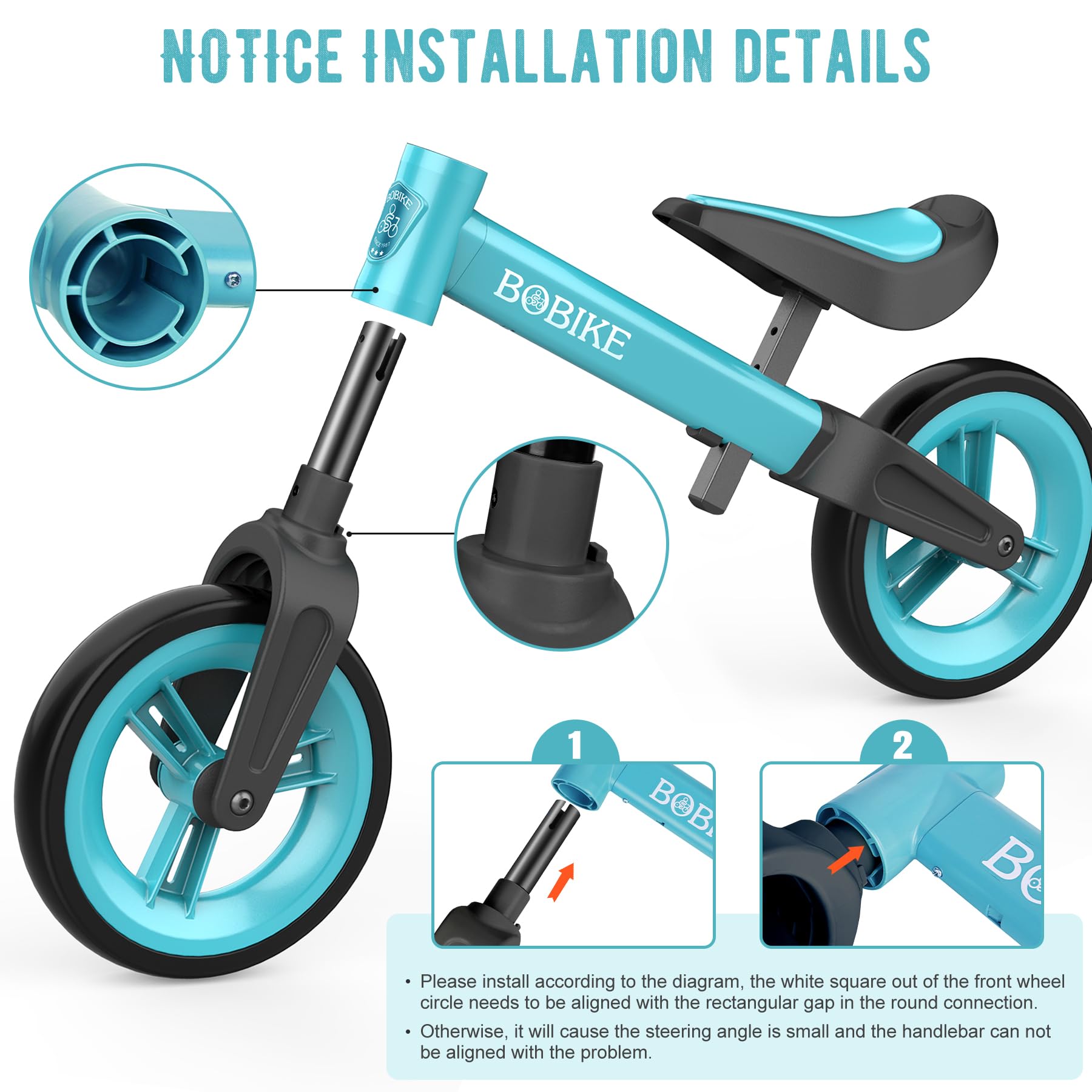 MHCYLION Laufrad ab 1.5-4 Jahre bis zu 25 kg, Lenkrad und Sattel höhenverstellbar, Lenkradschloss, Ultraleicht Kinderlaufrad Balance Fahrrad für Jungen Mädchen - Meloni2