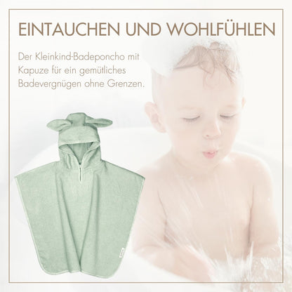 MOYO Baby Badeponcho Mit Hasenohren in Rosé I Kinder Badetuch Für 0-3 Jahre I Weicher Poncho Aus 100% Frottee-Baumwolle I Waschbares Kapuzenhandtuch I 68x56cm