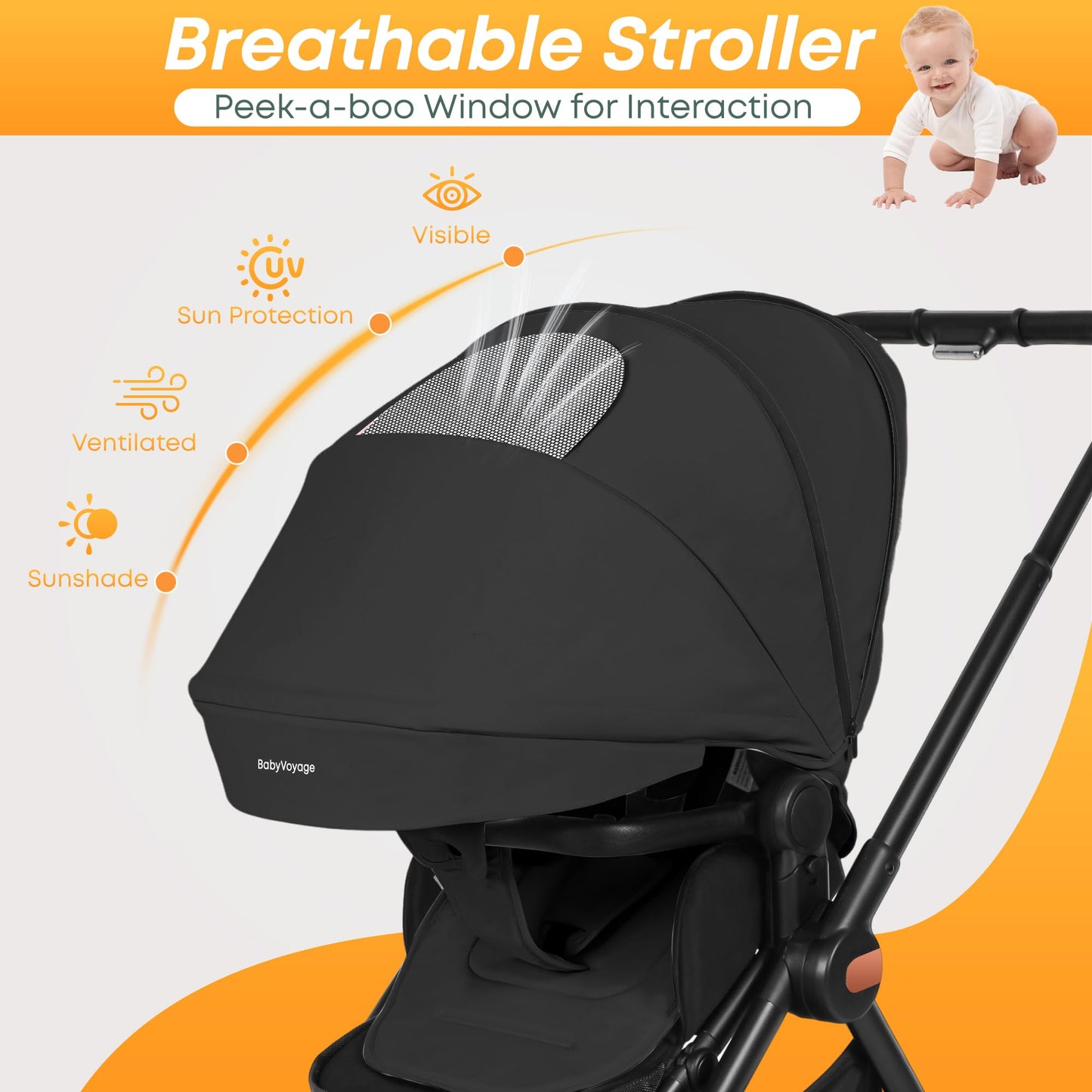 BabyVoyage Kombikinderwagen 2-in-1 ohne Babyschale – Babywanne & Sportsitz, Räder 360° Stoßdämpfer, Federung, höhenverstellbarer Griff, Faltbar, Zubehö-Grün