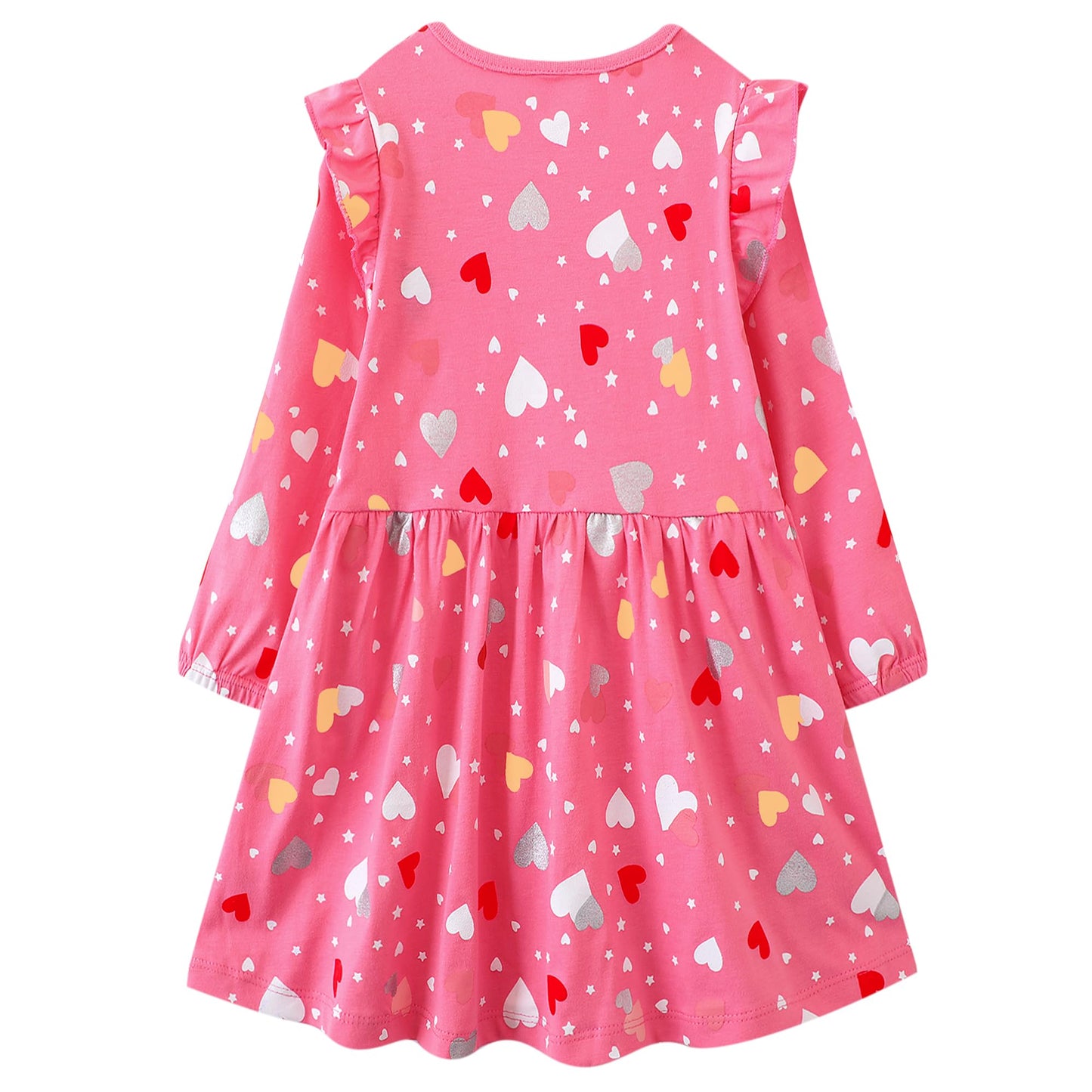 FILOWA Kleider für Mädchen Kinder Einhorn Blumen Stickerei Herz Druck Tier Sommerkleid Cartoon Kinderkleider Embroider Baumwolle Mädchenkleid Lange/Ärmellos Lässige Geburtstag Kinderkleidung,Gr.92-128