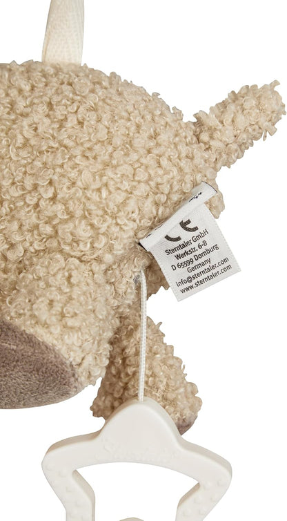 Sterntaler Musical Box S Sheep Flake - Baby Music Box Made of Soft Fabric - Cuddly Toy for Tying Up Thanks to Removable Music Box, Washable Sleep Aid Has A Calming Effect at Home and Travel, Sand