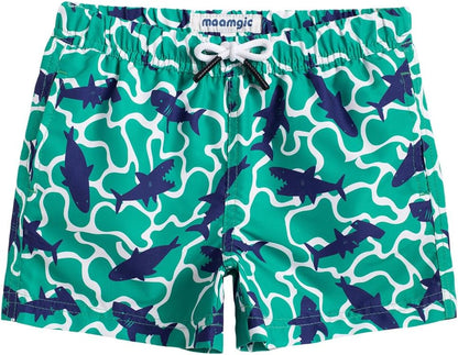 MaaMgic Boys’ Small Swimming Shorts, Quick-Drying Board Shorts with Mesh Lining, Pockets and Adjustable Drawstring