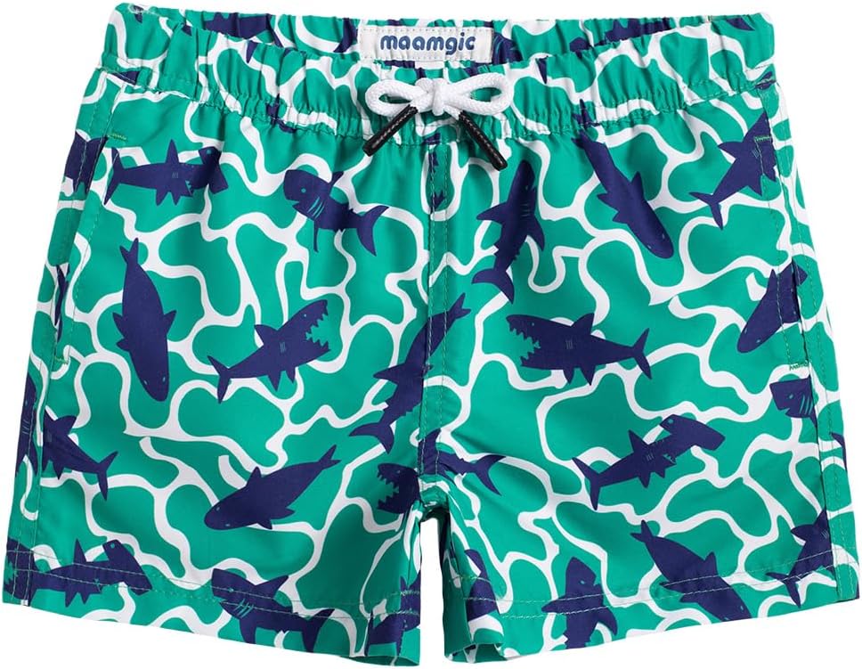 MaaMgic Boys’ Small Swimming Shorts, Quick-Drying Board Shorts with Mesh Lining, Pockets and Adjustable Drawstring