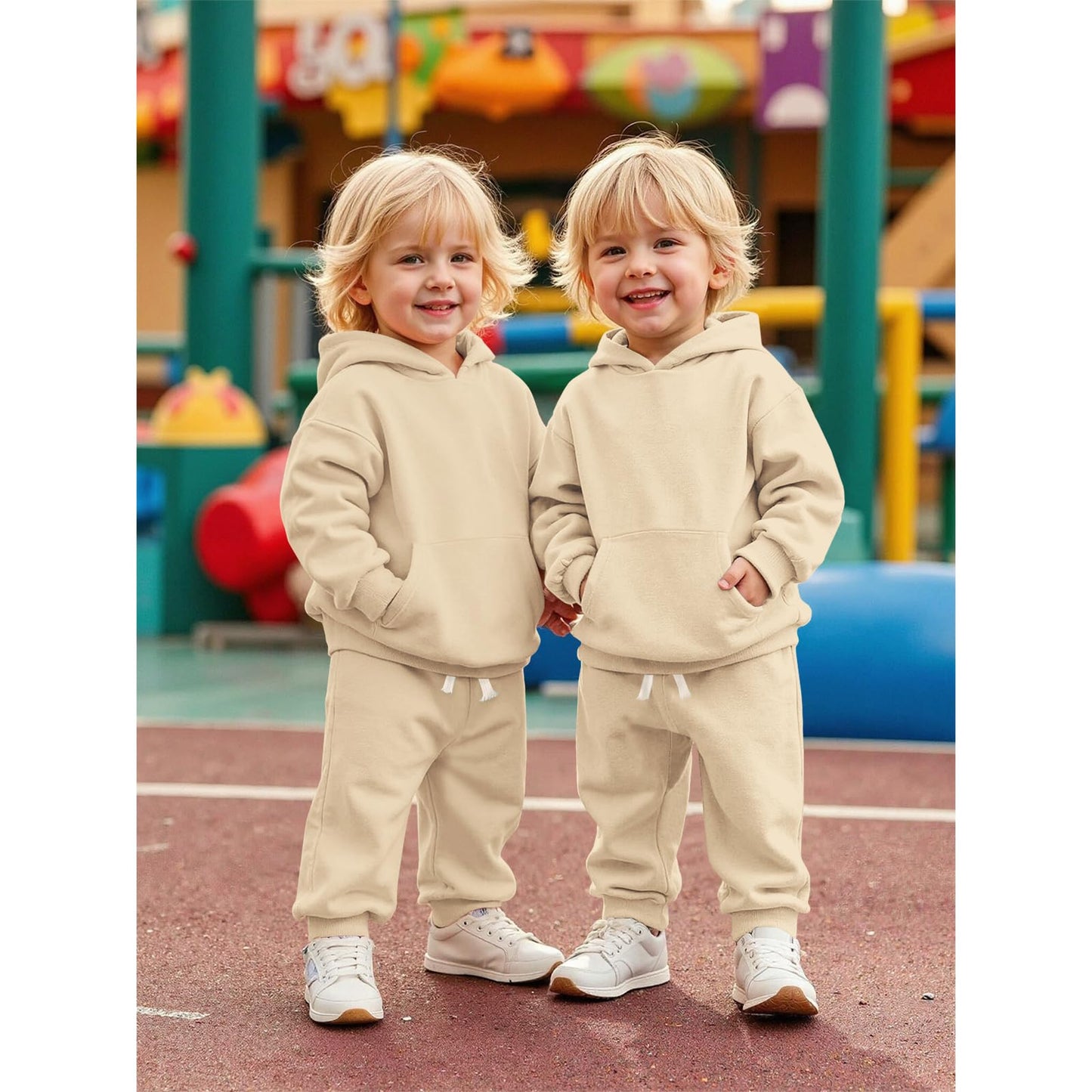 BOUTIKOME Baby Clothing Boys Girls Outfits Newborn Baby Clothing Hoodie and Trousers Two Piece Set with Hood Warm Soft Long Sleeve Shirt Plain Children's Hoodie 