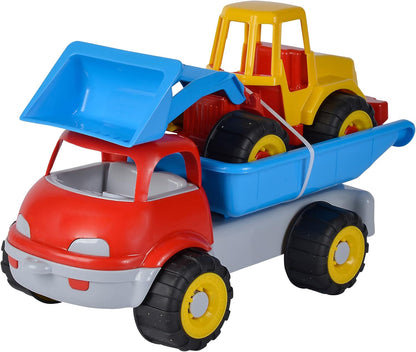 LKW Kipper mit Bagger, Sandspielzeug, 29cm/36cm, Reifen Softmaterial, ab 10 Monate
