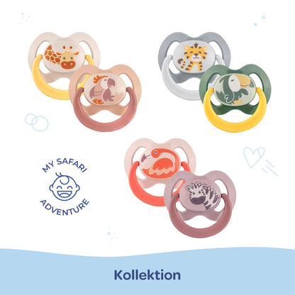 babynova Silikon Schnuller 2er-Set mit Sterilisationsbox - Schnuller Größe 1, 0-6 Monate - kiefergerechter Nuckel – BPA-frei – Made in Germany - Elefanten