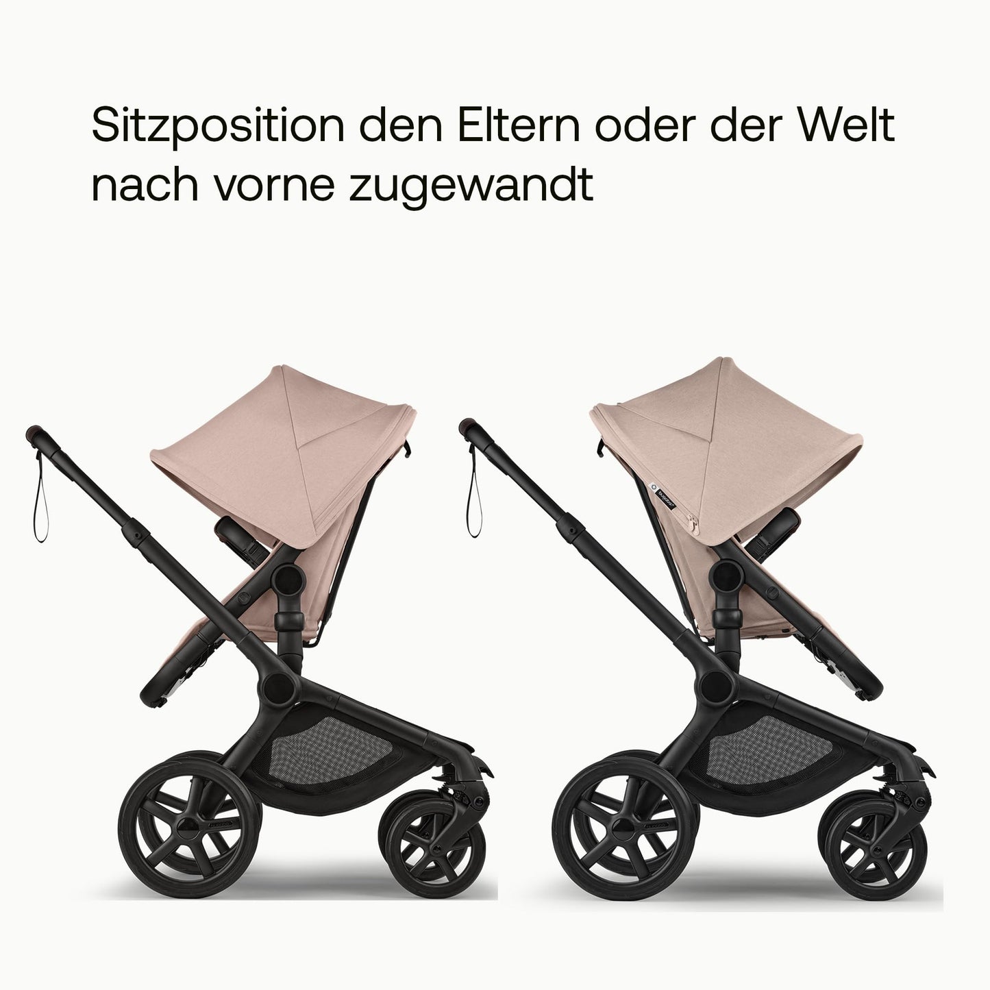 Bugaboo Fox 5, 2-in-1 Kinderwagen für jedes Gelände, mit Liegewanne und ausziehbarem Kleinkindsitz, einfach zu manövrieren und Ein-Hand Faltung, Fahrgestell in Schwarz und Sonnendach in Forest Green