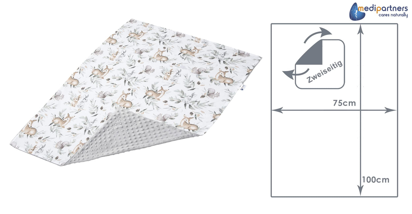 Medi Partners Babydecken Baby 100% Baumwolle Krabbeldecke Babydecke 75x100cm doppelseitig Kinderbett Minky Kuscheldecke Kinderwagen (REH mit grauem Minky)