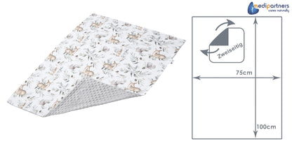 Medi Partners Babydecken Baby 100% Baumwolle Krabbeldecke Babydecke 75x100cm doppelseitig Kinderbett Minky Kuscheldecke Kinderwagen (REH mit grauem Minky)