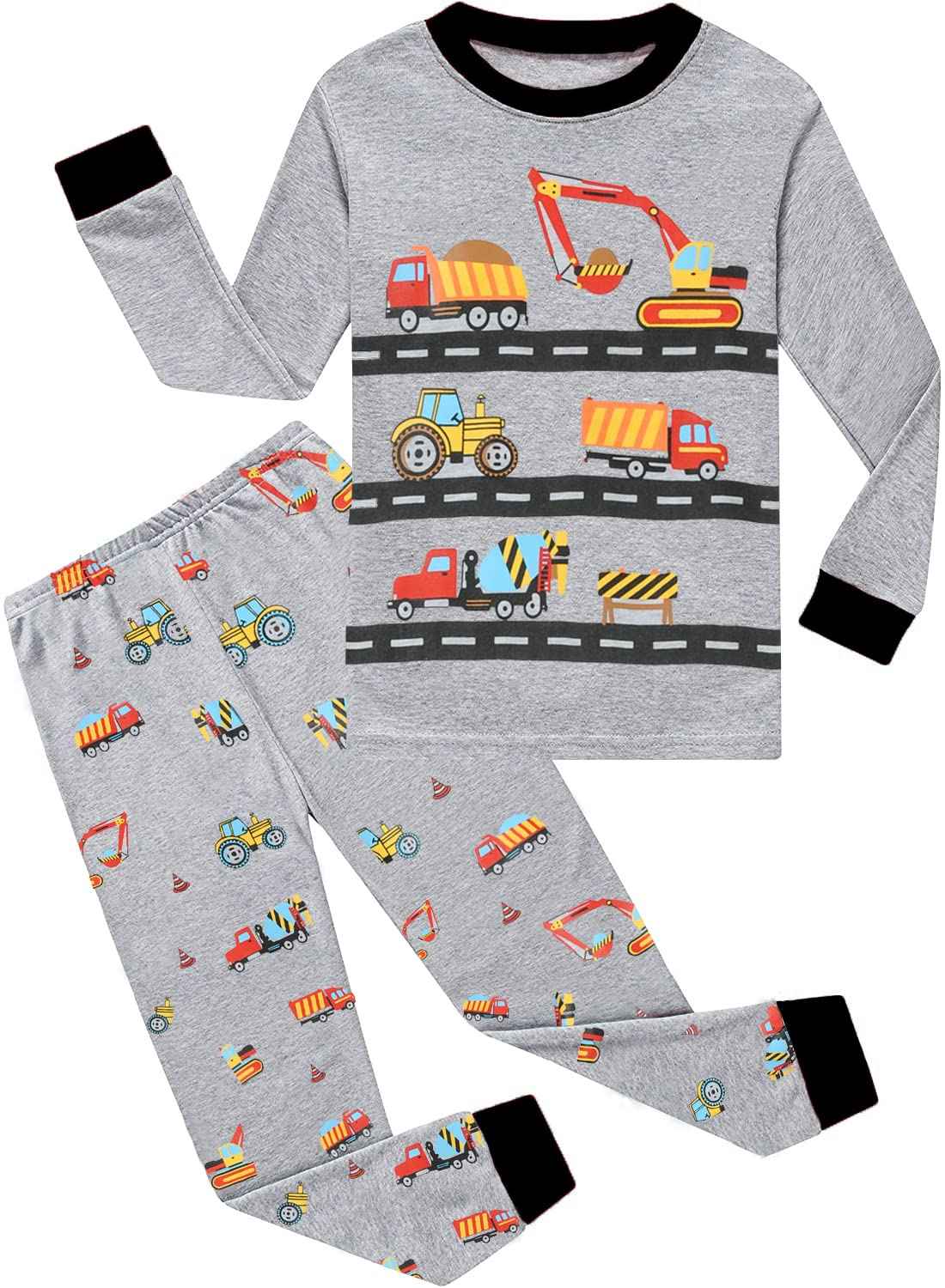 EULLA Boys Dinosaur Pyjamas, Cotton Long Sleepwear, Children's Pyjamas