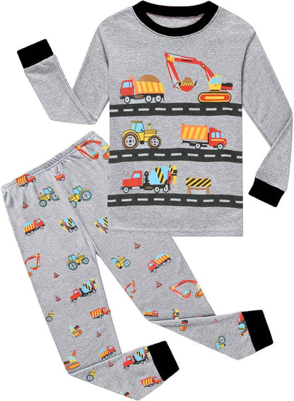 EULLA Boys Dinosaur Pyjamas, Cotton Long Sleepwear, Children's Pyjamas