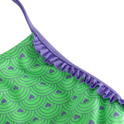 DUSISHIDAN Bikini Kinder Mädchen Zweiteiliger Bademode Süß Badeanzug Zurück überqueren Sommer Swimsuit 110-176