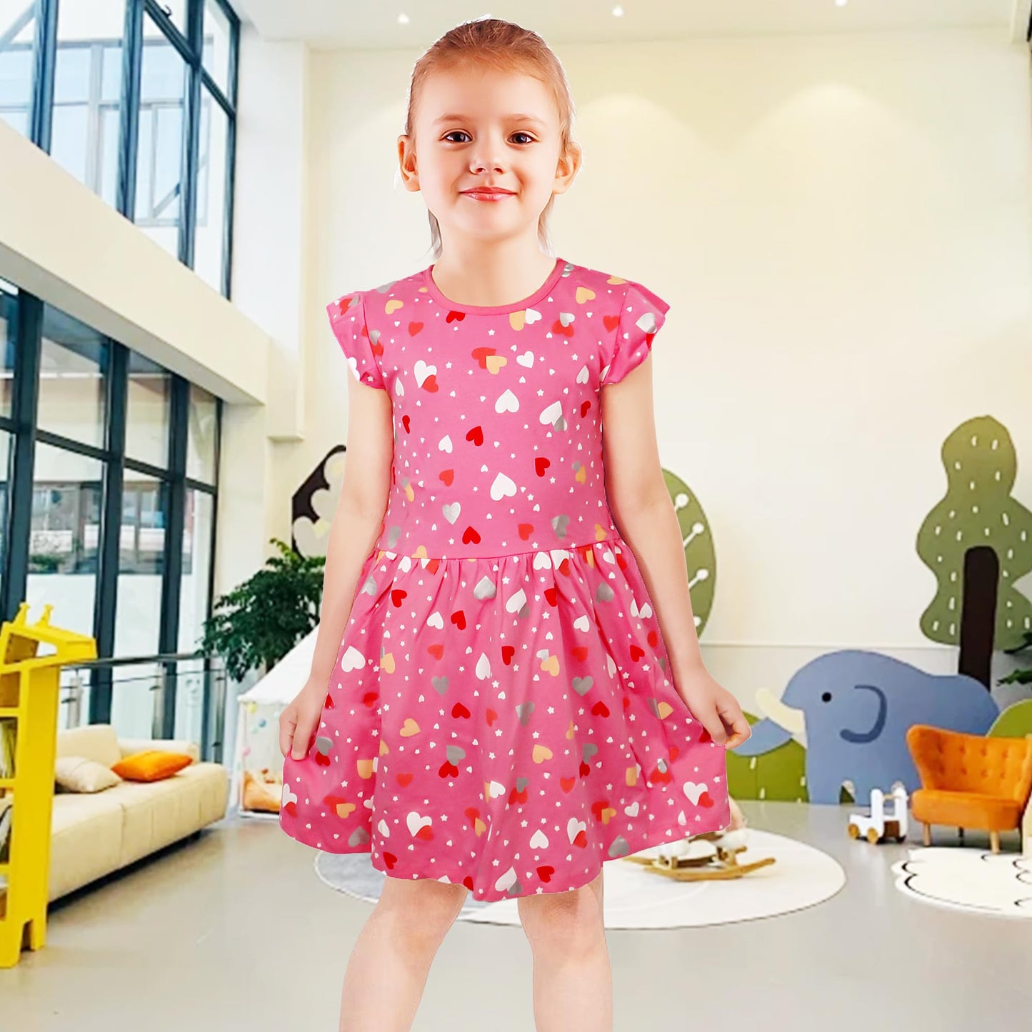 FILOWA Kleider für Mädchen Kinder Einhorn Blumen Stickerei Herz Druck Tier Sommerkleid Cartoon Kinderkleider Embroider Baumwolle Mädchenkleid Lange/Ärmellos Lässige Geburtstag Kinderkleidung,Gr.92-128