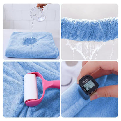 decalsweet Bath Towels for Kids, Large Softness and Absorbent Hooded Baby Bath Towel, Coral Fleece Children's Towel for Bathrobe Boys and Girls, 70 x 140 cm (Blue Elephant) 