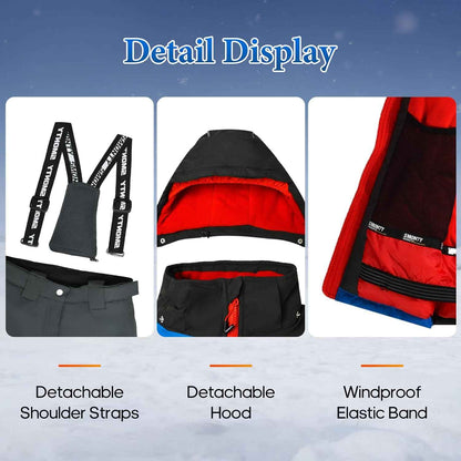 SMONTY Children's Snowsuit for Boys, Winter Ski Jacket and Trousers Set with Hood Strap, Windproof, Waterproof, Warm Coat