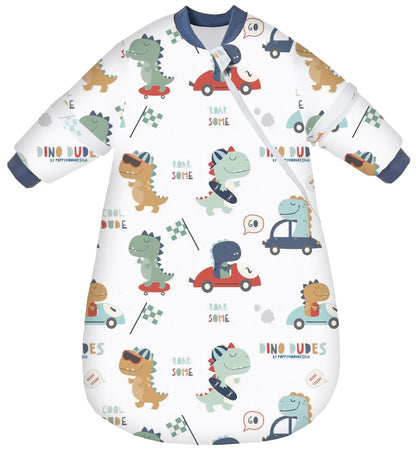 Chilsuessy Baby Sleeping Bag Winter with Removable Long Sleeve Organic Cotton Baby Sleeping Bag Small Children All-Year Sleeping Bag Pyjamas for Boys and Girls, Crown/2.5 Tog, 75-90 cm