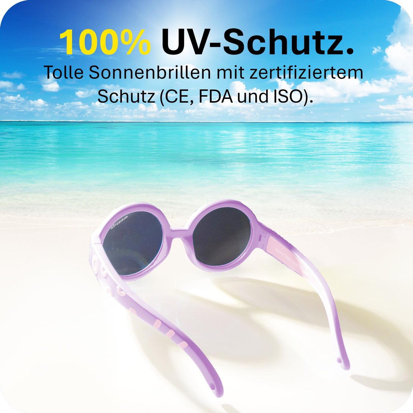 Mausito Sonnenbrille Kinder 6-24 Monate & 2-5 Jahre | VERGLEICHSSIEGER Kindersonnenbrille 100% UV-Schutz | BIEGSAM | Schadstofffreie Kindersonnenbrillen mit Band | Europäisches Design für Kinder