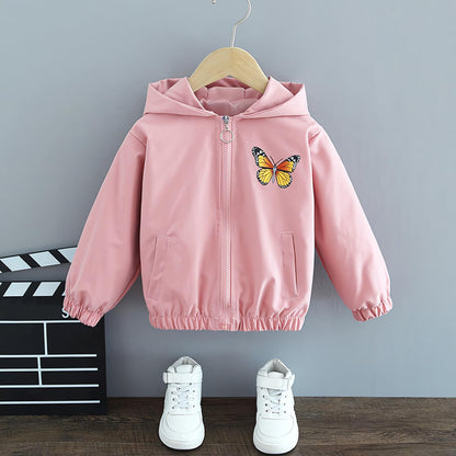 Amur Leopard Mädchen Übergangsjacke mit Kapuze Warm Windjacke Atmungsaktiv Kinder Outdoorjacke für Frühling Herbst