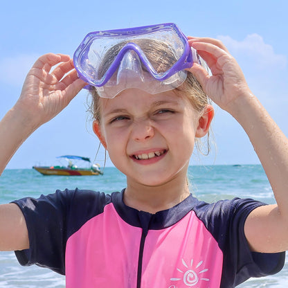 Findway Children's Diving Goggles, Swimming Goggles, Snorkel Mask for Boys Girls Teenagers, Diving Mask with Nose Cover, 180° Panorama, HD, Anti-Fog, Anti-Leak, Diving Goggles for Children 4-16 Years