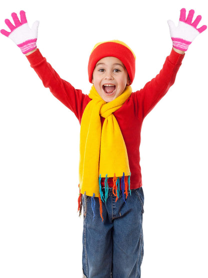 Geyoga 3 Paar Kinder Strickhandschuhe Winter Vollfinger Handschuhe