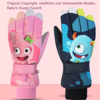 FAYHIJUN Children's Winter Snow Gloves Ski Gloves for 1-13 Years Girls Boys PU Palm Waterproof Windproof Warm Fleece Winter Gloves Cycling Gloves