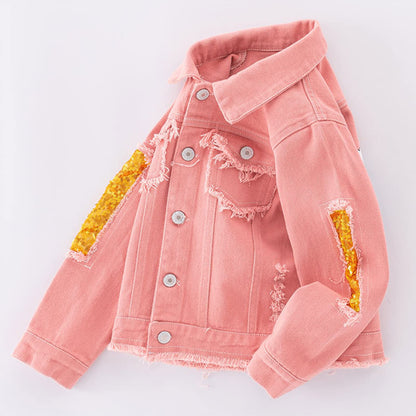Amur Leopard Kids Girls Denim Jacket Cotton Denim Jacket Cute Children Spring Autumn Jacket 
