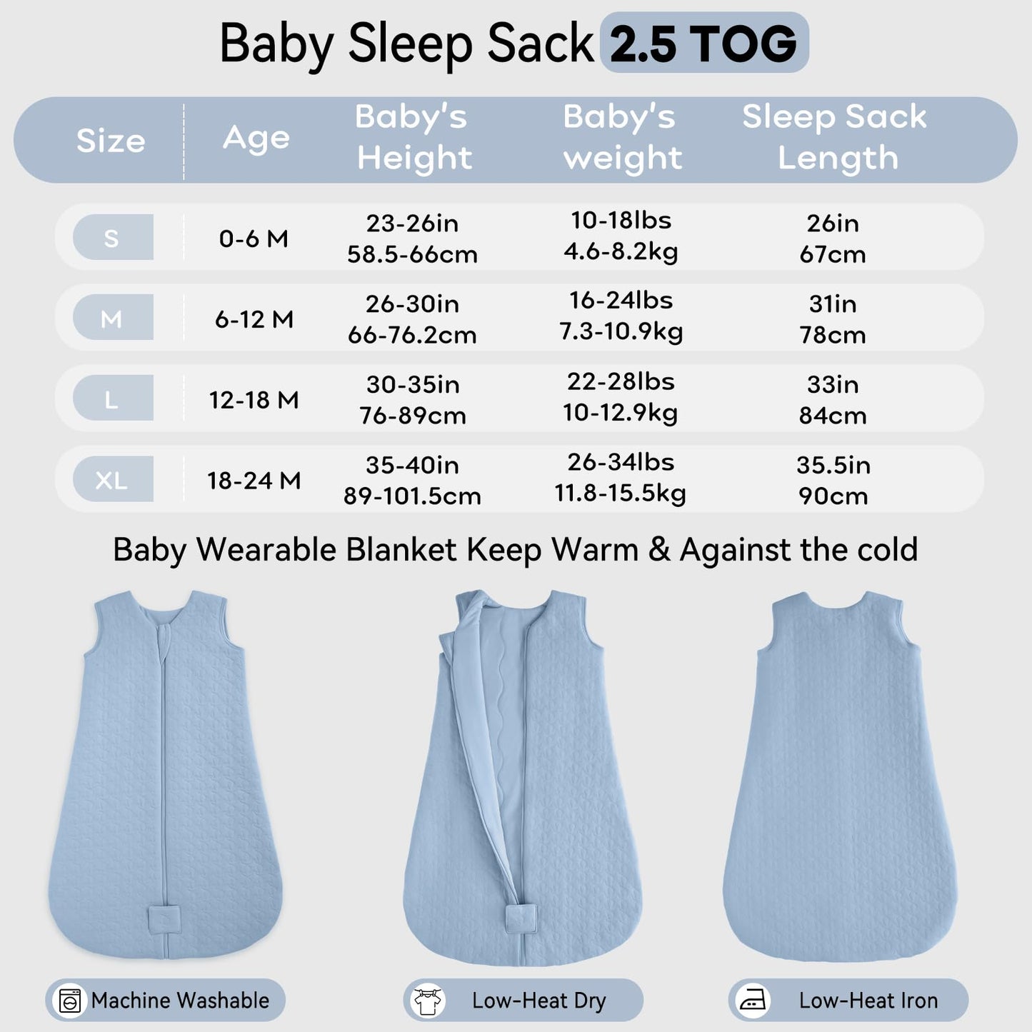 Unnivoll Baby Winter Sleeping Bag, 2.5 Tog, Baby Sleeping Bag, 0-6 Months, Cotton Baby Sleeping Bag, Newborn Winter Sleeping Bag, Baby, Warm and Soft, 67 cm, for Boys and Girls, Green