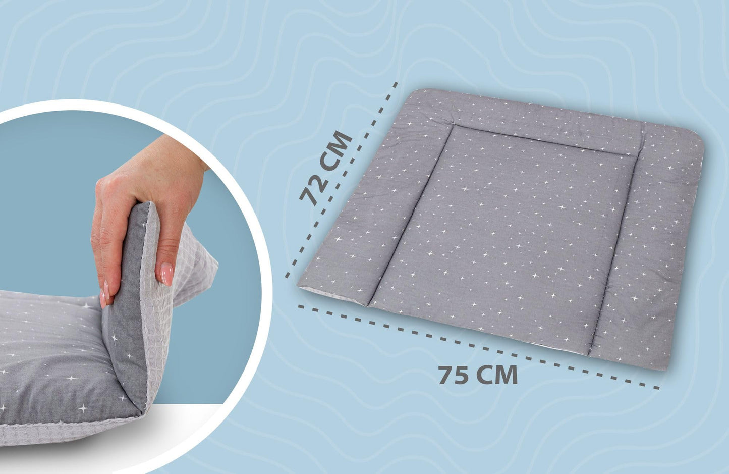 Wickelauflage Wickelunterlage aus Baumwolle 75x72 cm - Weich und waschbar Wickelunterlage für Babys Wickelmatte aus Stoff für Wickeltisch Wickelkommode oder Waschmaschine 75 x 72 Wilde Rose