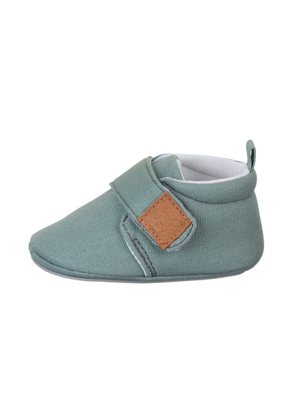 Sterntaler Krabbelschuhe uni - Baby Schuhe aus Canvas mit Klettverschluss - Baby und Kleinkind Hausschuh - aufgenähte Sternen Sohle rutschfest - Unisex Sneaker mit Jersey Futter - steingrün