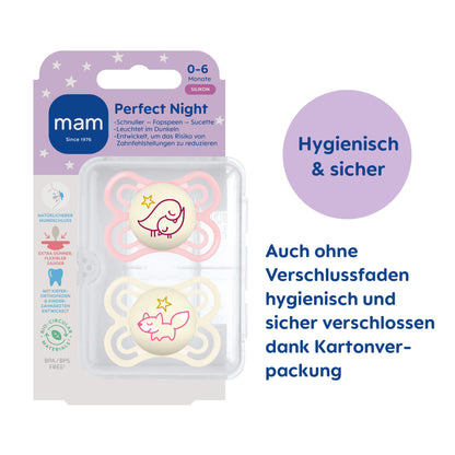 MAM Perfect Day & Night Schnuller | 0-6 Monate | Babyschnuller für Neugeborene | 94% Akzeptanz | beugt Zahnfehlstellungen vor | mit Zahnmedizinern entwickelt| SkinSoft Silikon | Vogel/Fuchs | 4 Stück - Meloni2