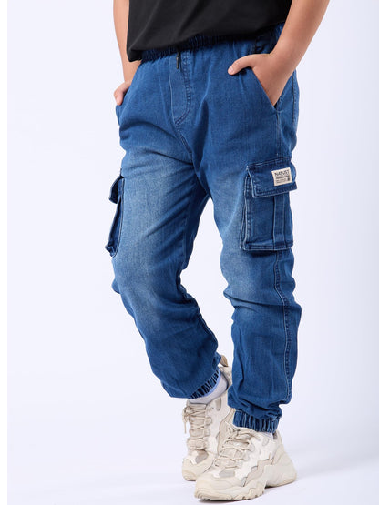 NATUST Jungen Cargohose Kinder Freizeithose mit Elastischem Bund
