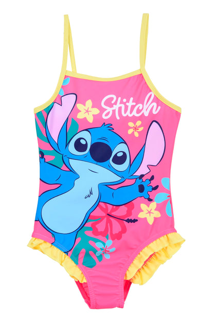 Disney Stitch Girls Flower Design Summer One Piece Swimsuit Kids Swimming Costume Sizes 3 to 8 Years