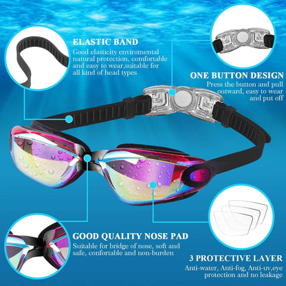 COOLOO Schwimmbrille Kinder, 2 Stück Schwimmbrille für Kinder Kind Jungen Mädchen Junior 3-15 Jahre,Anti-Fog,Kein Auslaufen