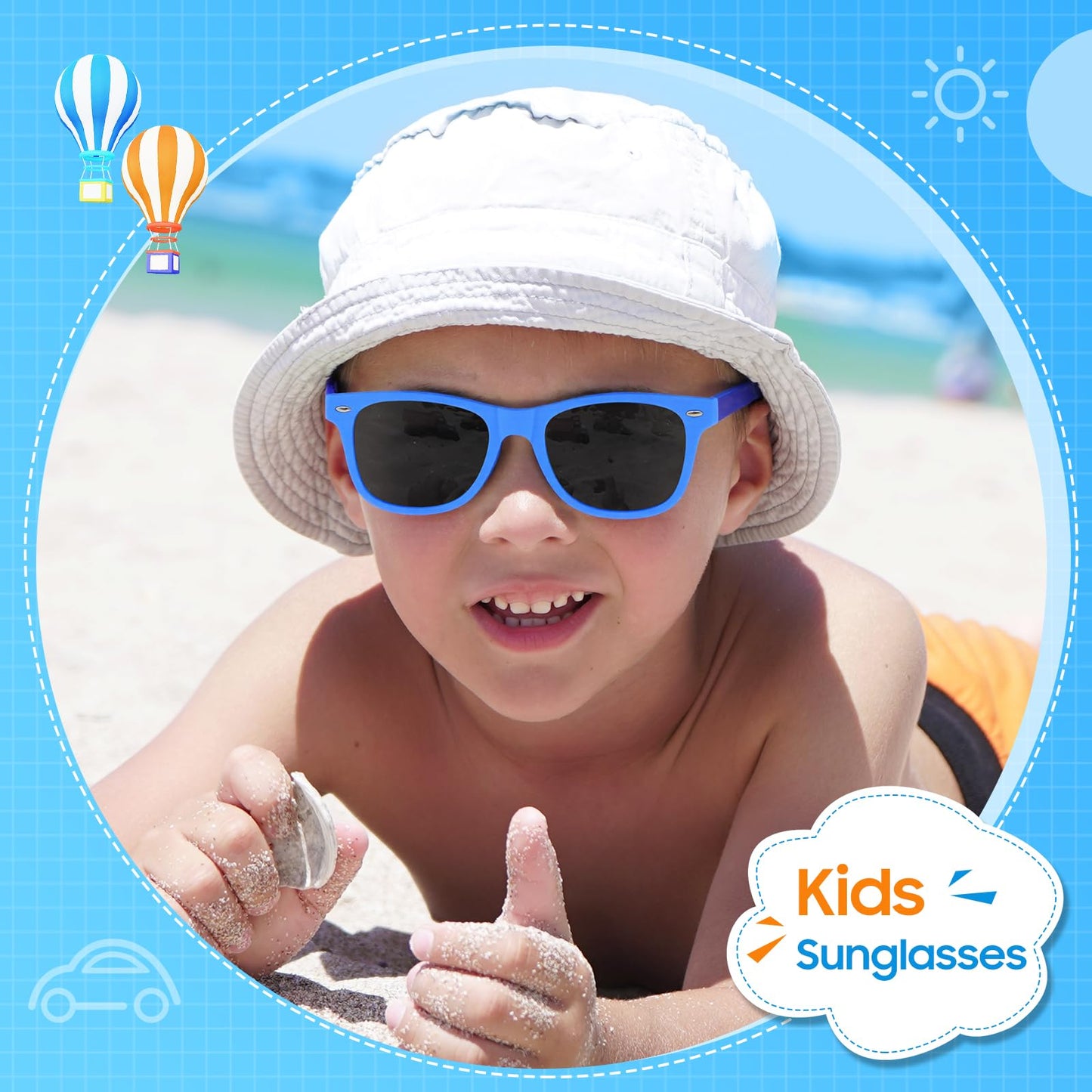 Nlieanuc Children's Sunglasses 3-10 Years for Boys Girls Polarised Children's Sunglasses UV400 Protection with Rubber Frame