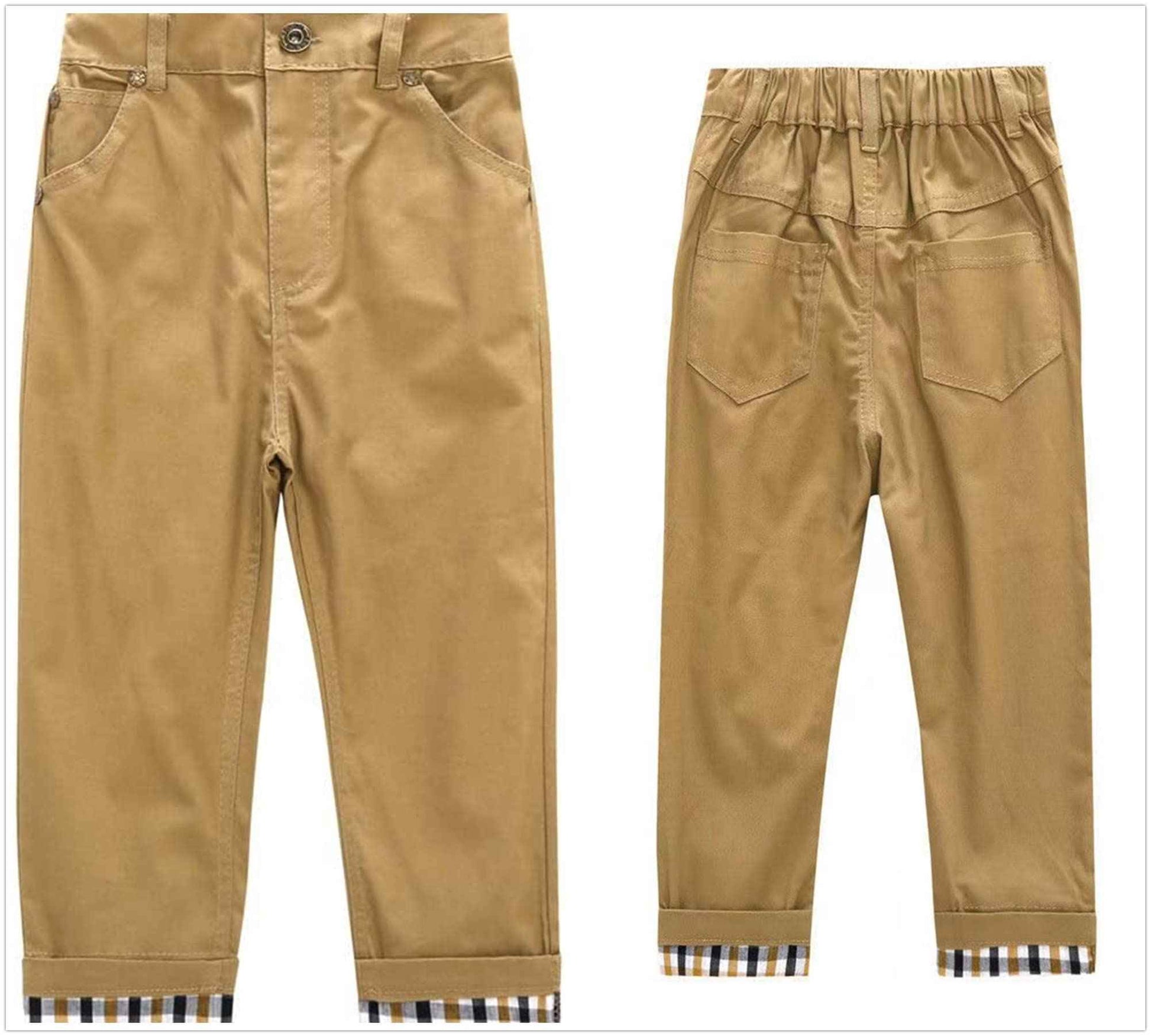 MERCIYD Toddler Boys Casual 3-Piece Clothing Set T-Shirt + Checked Shirt + Khaki Trousers