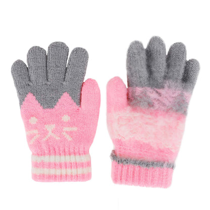 Children's Warm Winter Gloves / Mittens with Plush Lining, Cute Ski Gloves, 3 - 8 Years Old, for Skiing / Snowboarding / Playing / Running