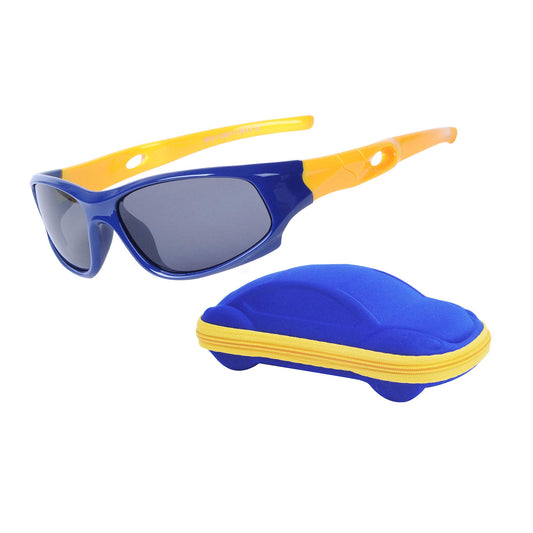 Sport-Sonnenbrille für Kinder, polarisiert, bruchsicher, für Jungen und Mädchen (3-12 Jahre) + Brillenbänder + Brillenetui