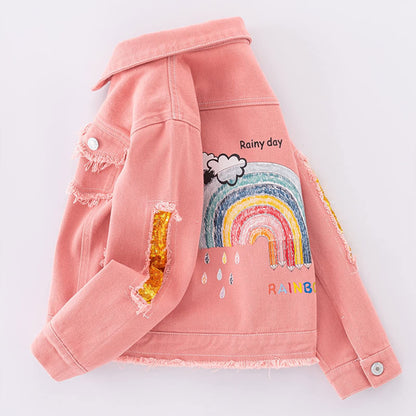 Amur Leopard Kids Girls Denim Jacket Cotton Denim Jacket Cute Children Spring Autumn Jacket 