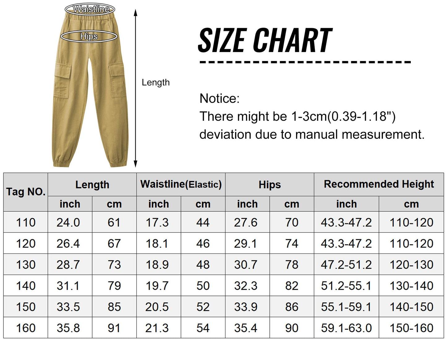 SEAUR Cargo Hose Mädchen Freizeithose Hip Hop Hose mit Gummibung Sporthose Jogginghose mit Taschen Kordelzug Trainingshose Sport Freizeit Streetwear - 100-160cm