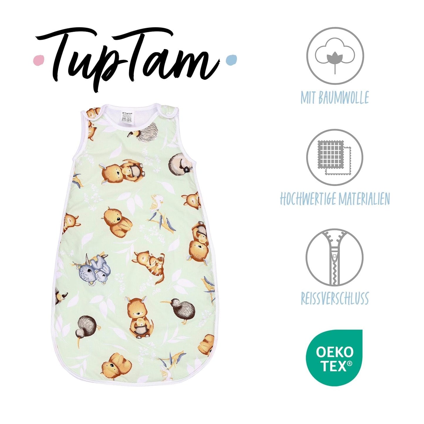 TupTam Baby Sleeping Bag 2.5 Tog - Oeko-Tex All-Year Sleeping Bag Children with Side Zip, Sleeveless