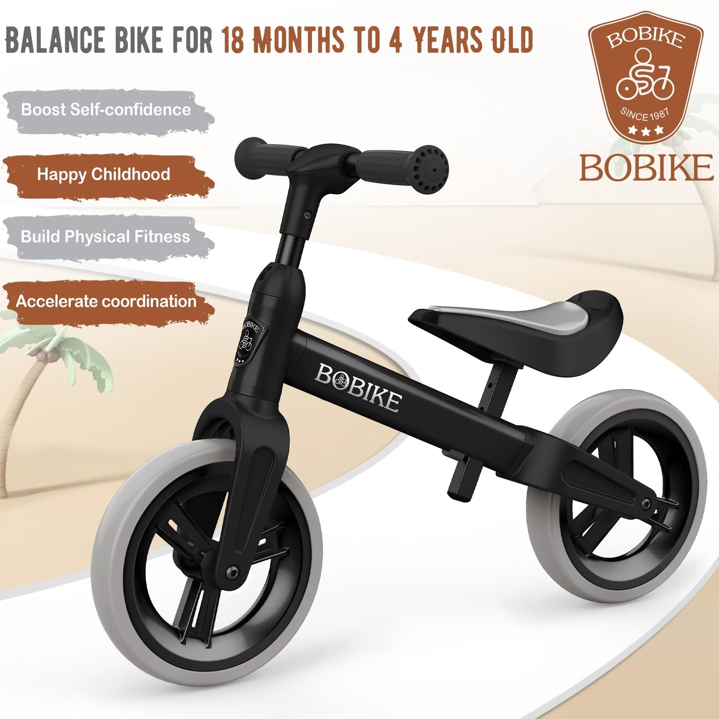 MHCYLION Laufrad ab 1.5-4 Jahre bis zu 25 kg, Lenkrad und Sattel höhenverstellbar, Lenkradschloss, Ultraleicht Kinderlaufrad Balance Fahrrad für Jungen Mädchen - Meloni2