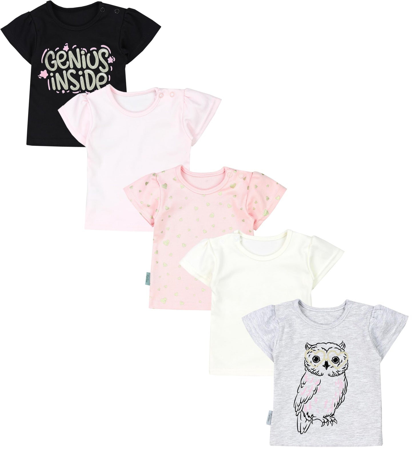 TupTam Baby Mädchen Kurzarm T-Shirt Gemustert Bunt 5er Set